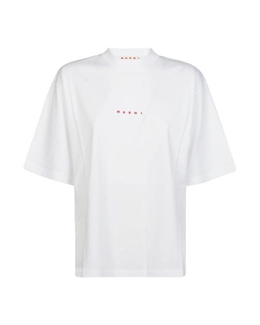 Camiseta con estampado de logo Marni de color White