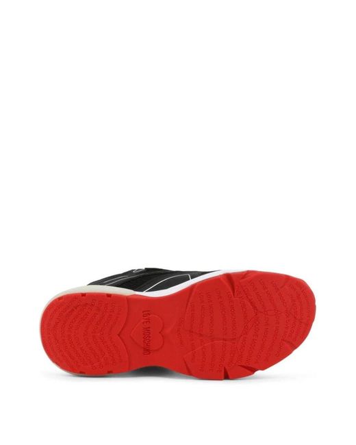 Love Moschino Black Modische Sneakers mit Stoff- und Leder-Obermaterial