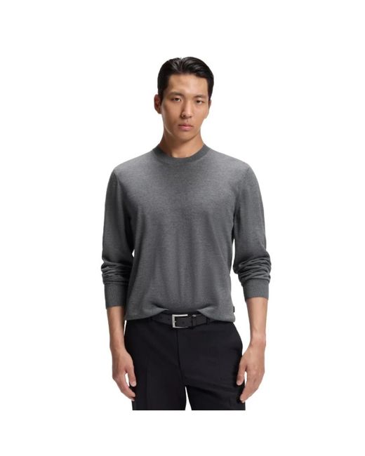 HUGO Gray Round-Neck Knitwear for men
