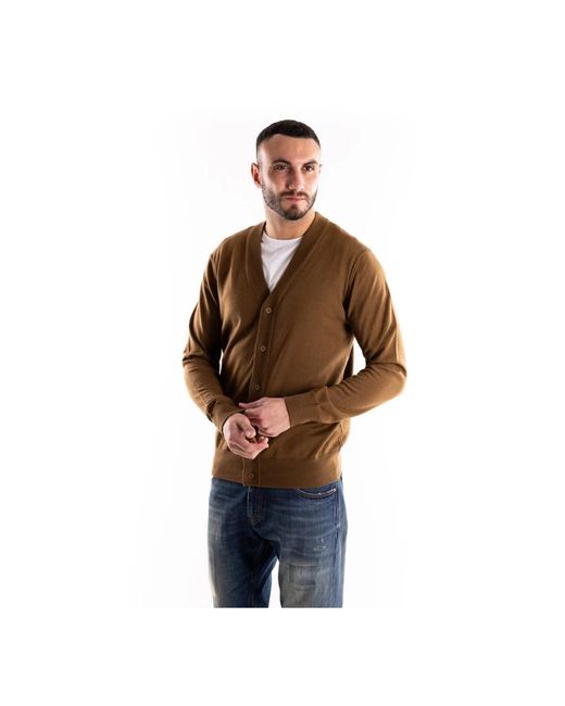 Paolo Pecora Truien & Vesten ,Bruin ,Wol Virgin Wool Cardigan in het Brown voor heren