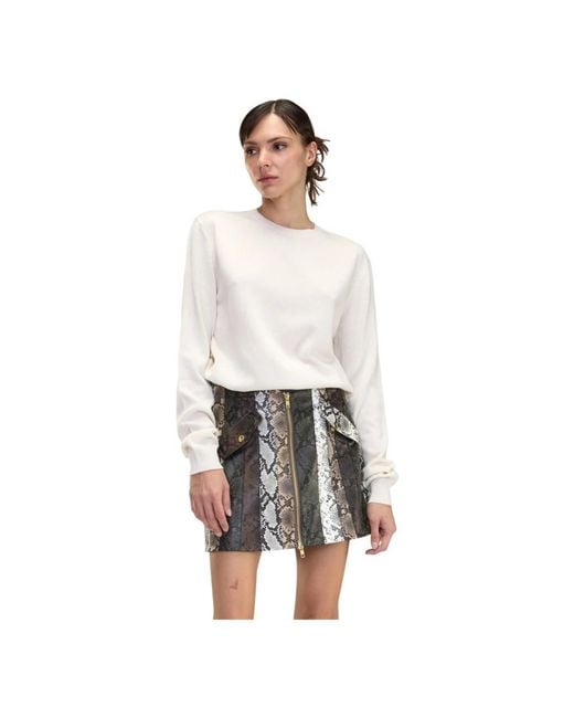 Cynthia Rowley White Schlangen Geprägter Veganer Lederrock