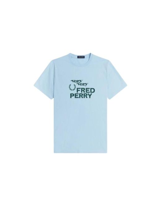 Fred Perry Tops ,Blauw ,Katoen Graphic T-Shirt Glacier in het Blue voor heren