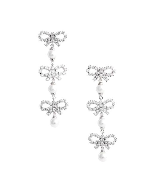 Self-Portrait White Perlen Tiered Schleifen Ohrringe Grau Bijoux