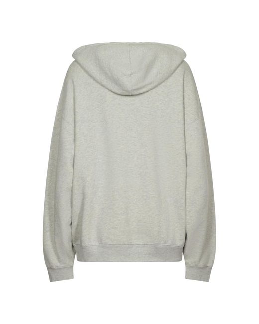 Anine Bing Gray Heathered Cotton Hoodie With Bold Text Detail
