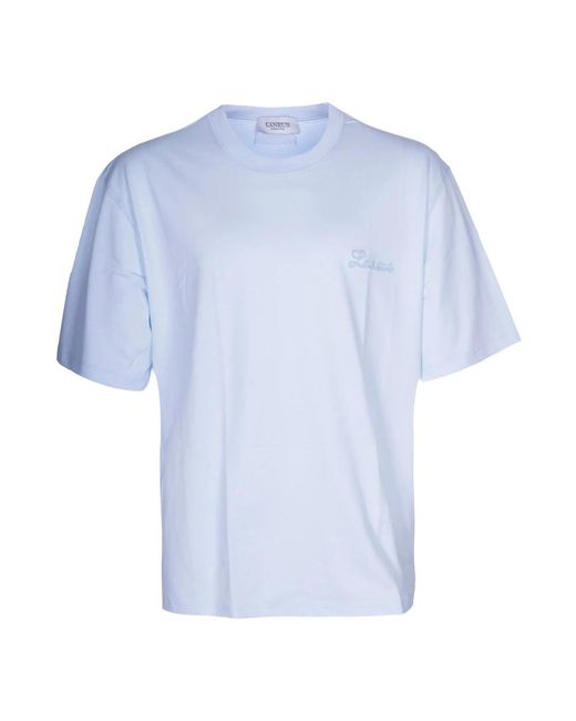 Laneus Geborduurd Crew Neck T-Shirt in het Blue voor heren