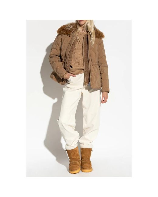 Moncler Jassen ,Bruin ,Nepbont Jas Quintin Met Fleece Vest in het Brown