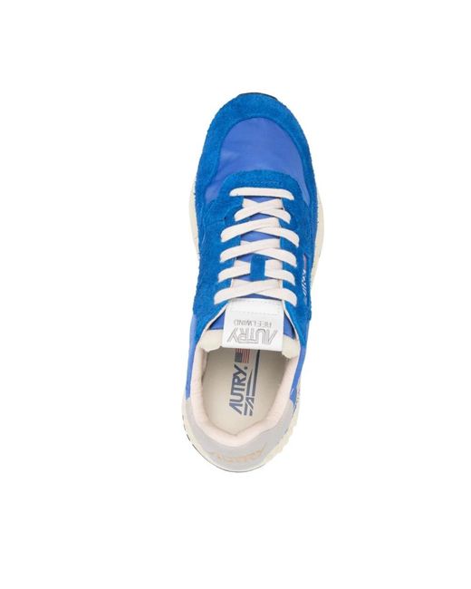 Autry Reelwind Low Sneakers In Electric Blue Nylon And Suede for men