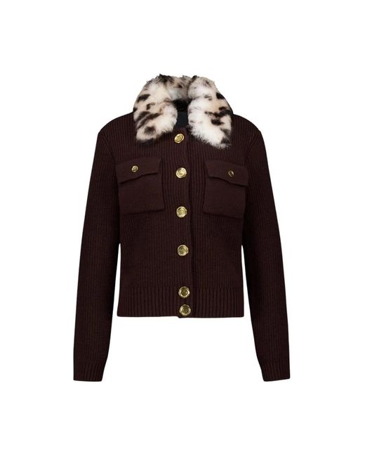 Givenchy Truien & Vesten ,Bruin ,Wol Luxe Wol Kasjmier Vest Met Bont in het Black