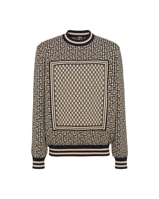 Balmain Pullover Mit Mini-Monogramm in Brown für Herren