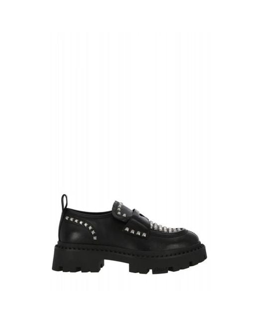 Ash Black Genie Studded Leather Loafers