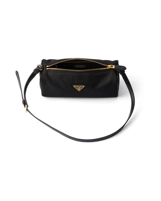 Prada Black Schwarze Nylon-Top-Handle-Tasche