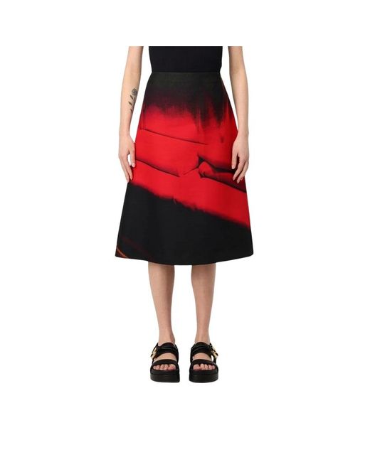 Jil Sander Rokken ,Veelkleurig ,Kleurrijke Midi Rok in het Red