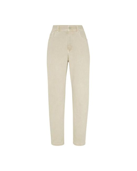 Brunello Cucinelli Natural Hose mit klassischen fünf taschen