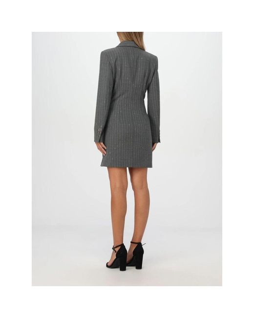 SIMONA CORSELLINI Black Elegantes Pinstripe Doublebreasted Kleid