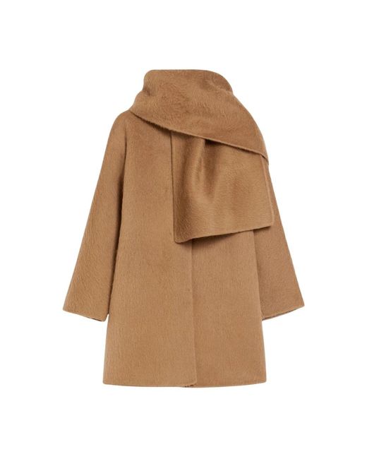 Max Mara Single-Breasted Coats in het Natural