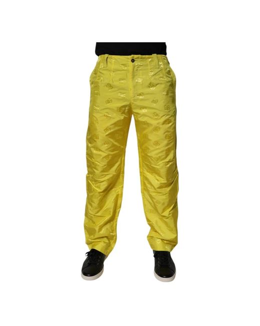 Dolce & Gabbana Yellow Straight Trousers for men