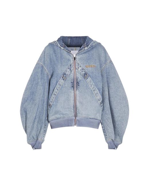 The Attico Blauwe Denim Rits Jas in het Blue