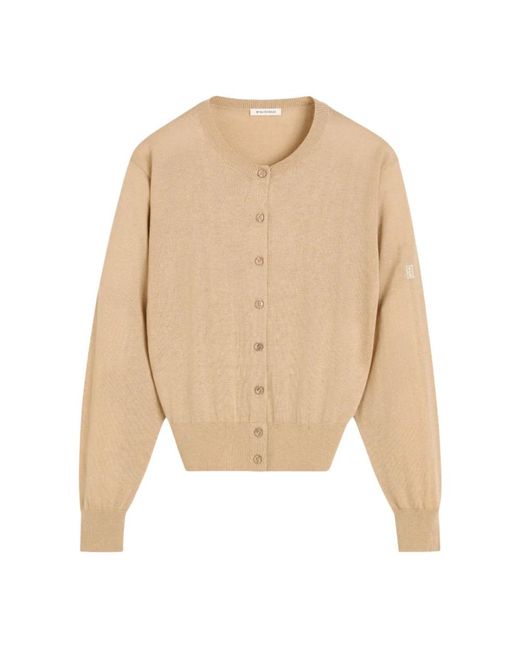 By Malene Birger Truien & Vesten ,Bruin ,Wol Donker Zand Cardigan Montie in het Natural
