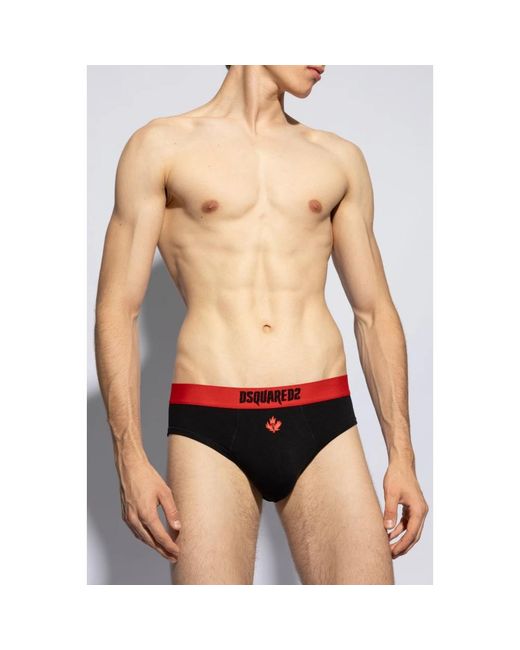 DSquared² Ondergoed ,Zwart ,Katoen Slips Met Logo in het Black voor heren