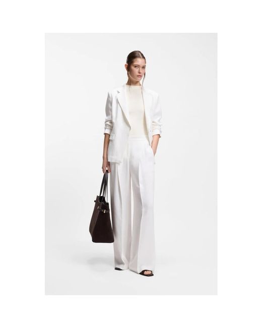 Boss White Wide Trousers
