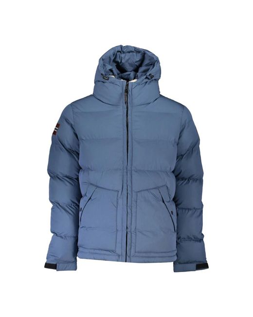Giacca blu con cappuccio e zip di Napapijri in Blue da Uomo