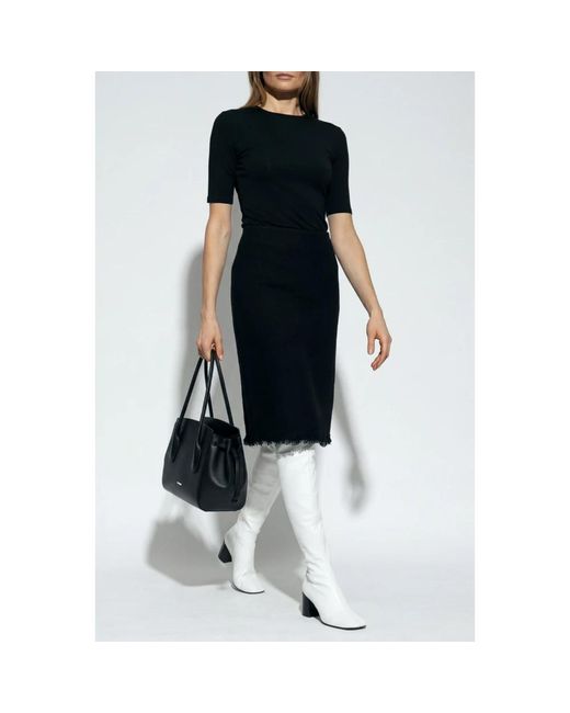 Jil Sander Rokken ,Zwart ,Wol Rok Met Onafgewerkte Zoom in het Black