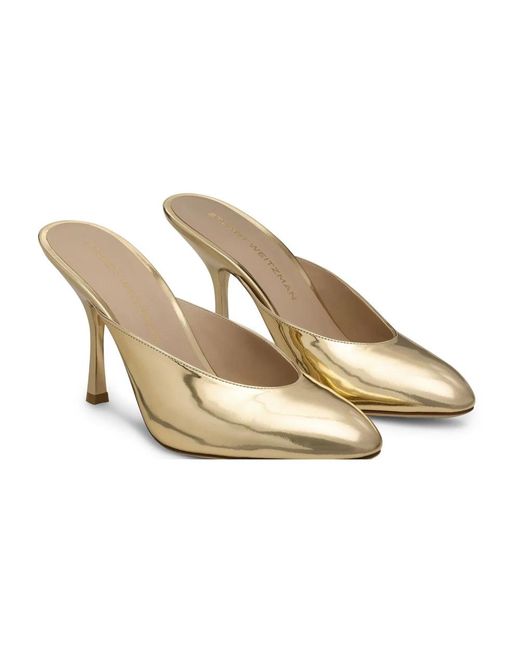 Stuart Weitzman Natural Heeled Mules