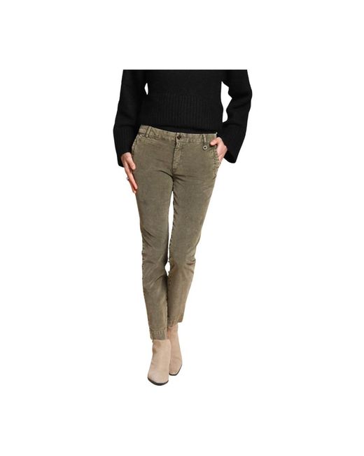 Mason's Broeken ,Groen ,Katoen Slim Fit Groene Chino Broek Corduroy in het Black