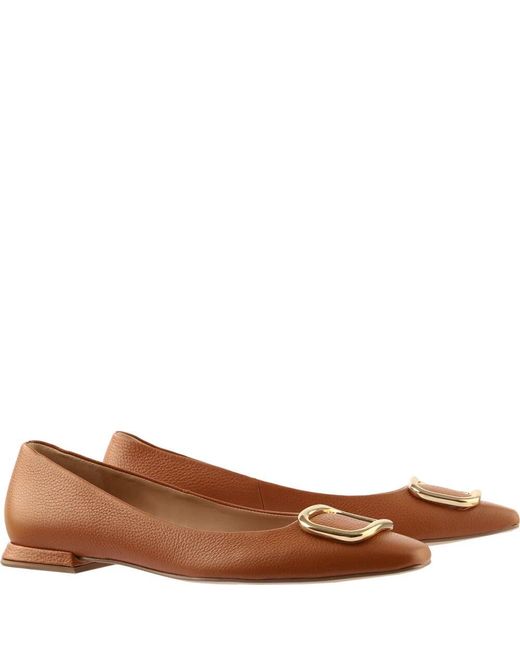 Högl Brown Geprägte Leder Ballerinas