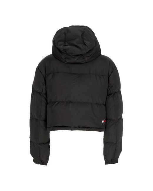 Tommy Hilfiger Black Down Jacket Crop Alaska Puffer