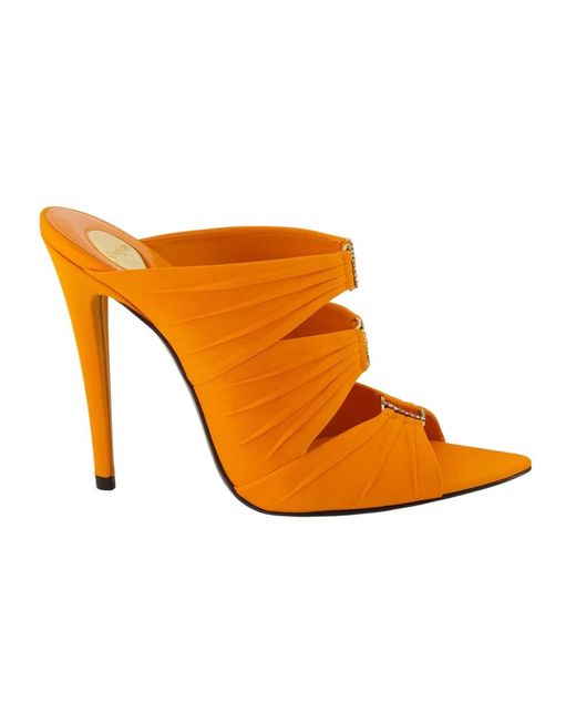 Saint Laurent Orange Heeled Mules