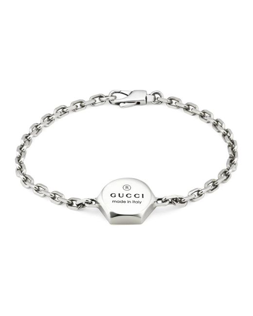 Gucci Metallic 925 sterlingsilber armband mit markenanhänger