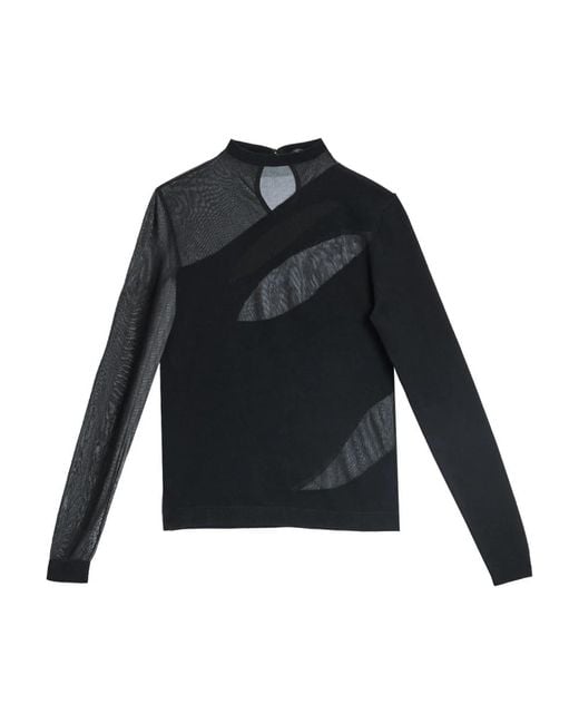 Just Cavalli Truien & Vesten ,Zwart ,Polyester Maglia See Through in het Blue