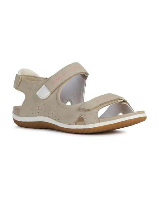 Geox White Flat Sandals