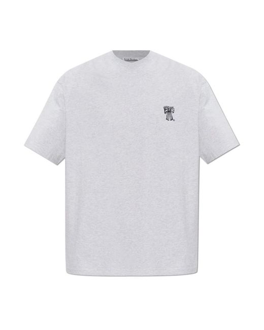 Acne Tops ,Grijs ,Katoen Logo T-Shirt in het White