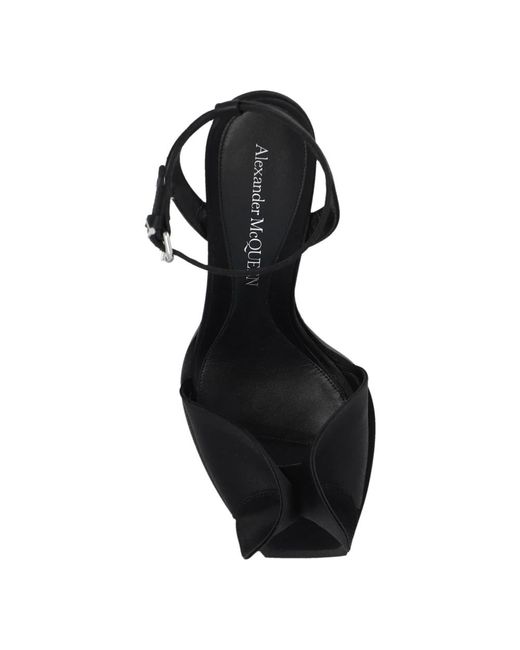 Alexander McQueen Black Sandalen mit absatz aus satin