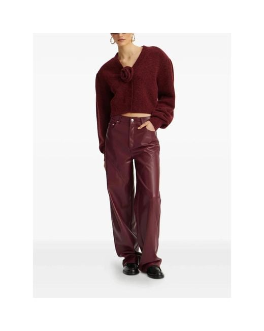 ROTATE BIRGER CHRISTENSEN Red Straight Trousers