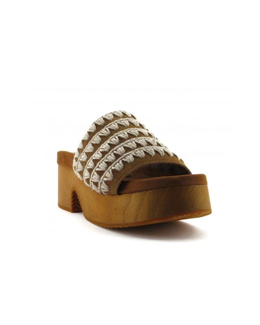 Mou Brown Heeled Mules