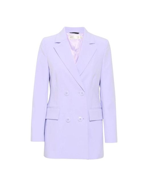 Inwear Blue Lavendelfarbener blazer mit klassischem kragen und klappentaschen