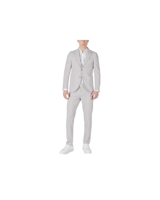 MULISH Gray Single Breasted Suits for men