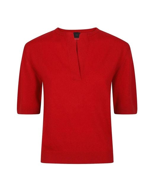Pinko Red V-Neck Knitwear