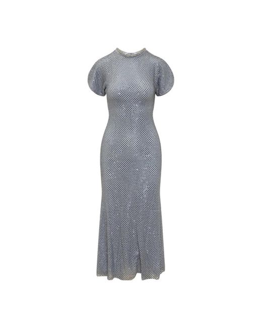 Self-Portrait Kleedjes ,Blauw ,Leer Lange Jurk Met Strass in het Gray