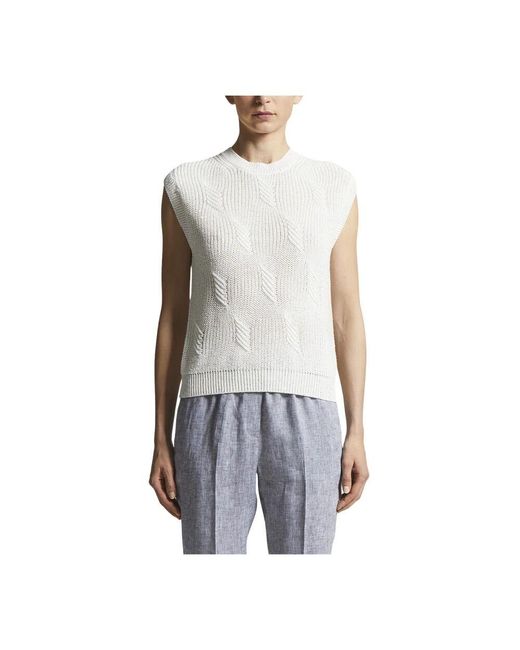 Peserico Blue Baumwoll-Cordonetto-Top Mit Pailletten