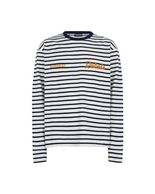 DSquared² Rebels Long Sleeve Crew Neck Top in het Blue voor heren