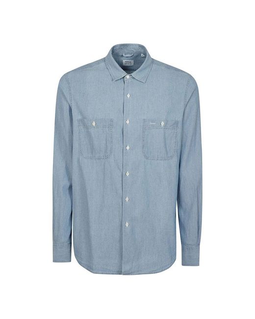 Aspesi Denim chambray button-up hemd in Blue für Herren
