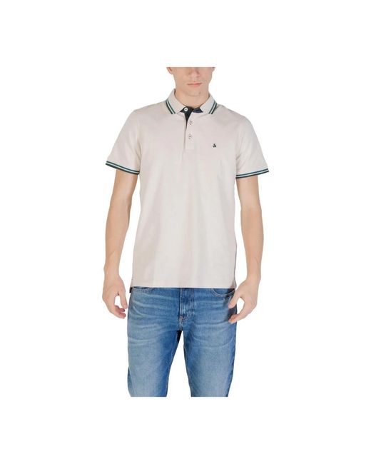 Jack & Jones Beiges Baumwollpolo Mit Knopfverschluss in Blue für Herren