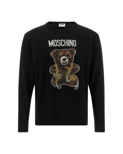 Moschino Black Round-Neck Knitwear for men