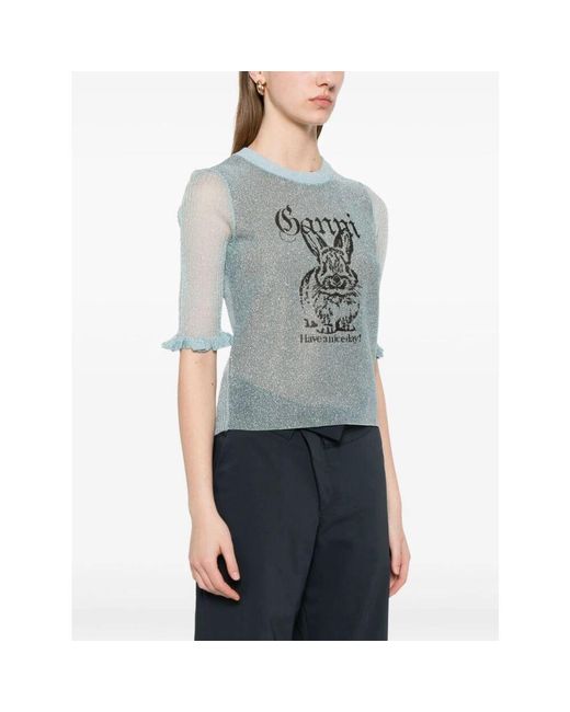 Ganni Blue Klares Blaues Pullover Modisches Modell