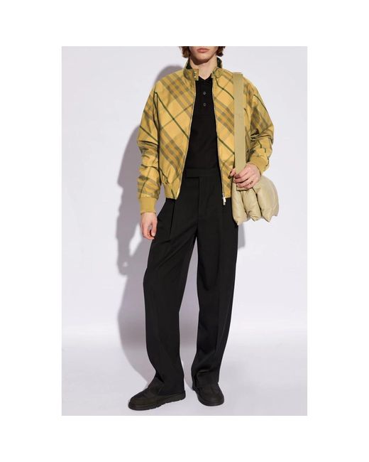 Burberry Jassen ,Groen ,Katoen Bomberjack Met Ruitpatroon En Ritssluiting in het Yellow voor heren