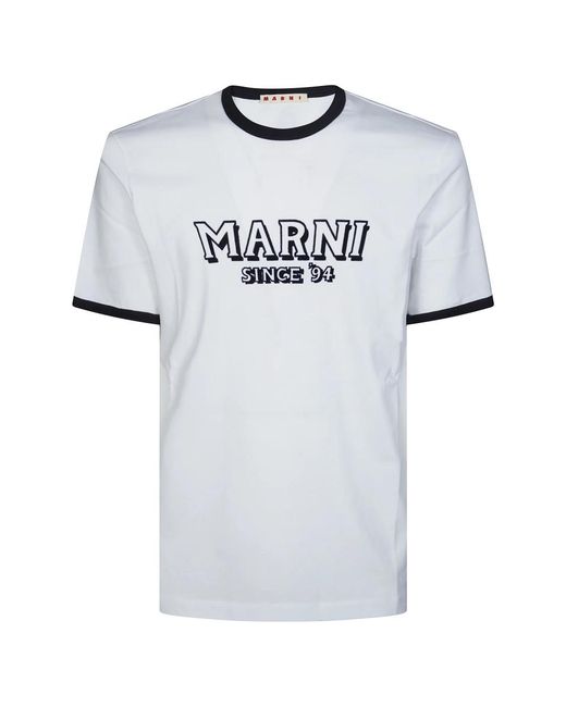 Marni Tops ,Wit ,Katoen T-Shirt in het Blue voor heren